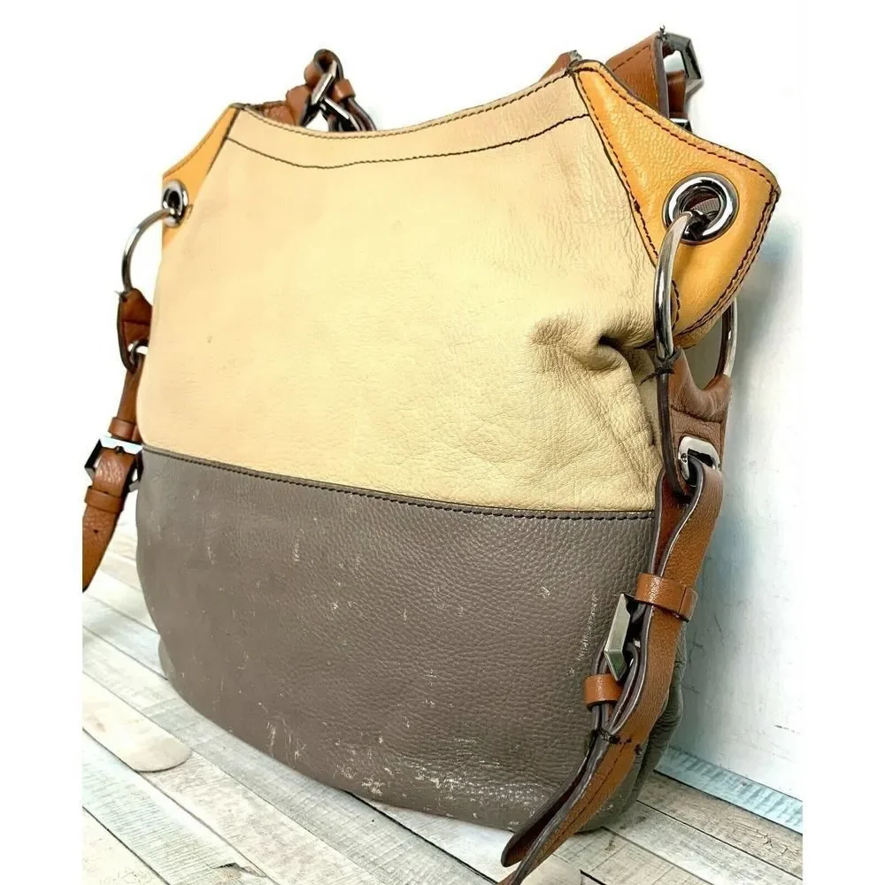 orYANY MULTI BEIGE GRAY GENUINE LEATHER MESSENGER X-BODY SHOULDER BAG HANDBAG